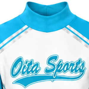 Light Blue <b>White</b> Sublimated Cheer <b>Long</b> Sleeve Uniform Set Pleated <b>Skirt</b> Team Sportswear Athletic Training Practice Performance - Product Image 4