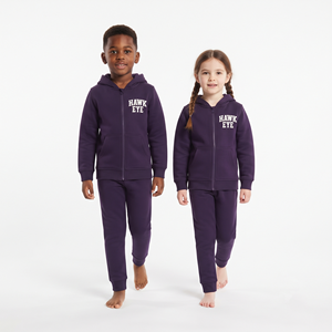 Trending Heavyweight Tracksuit Solid Purple Color Cotton Full <b>Zip</b> <b>Hooded</b> Jogger Set Kids Casual Activewear Clothing - Product Image 3