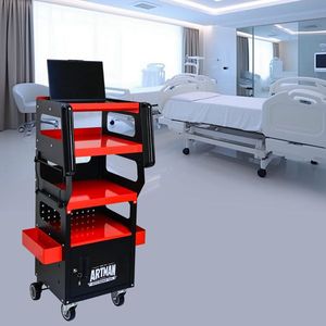 Carrello Diagnostico Nero Multifunzionale a 4 Livelli con Ruote Girevoli a 360 Gradi Bloccabili, Attrezzatura Essenziale per Diagnostica Auto - Product Image 5