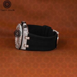 Montre chronographe de luxe Charm_Jewells en acier inoxydable 45 mm, analogique, mécanique, verre saphir, mode homme - Product Image 2