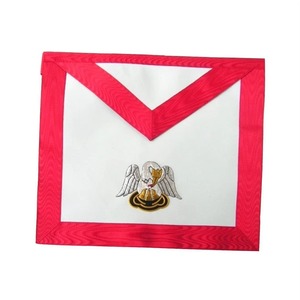 Delantal de Cuero para Rito Escocés Fellowcraft, Blanco con Bordes Rojos Finos, Diseño Personalizado, Forma Cuadrada, Hecho a Mano, Alta Calidad, Masónico - Product Image 1