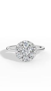 Modern Floral Cluster Duo <b>Ring</b> Radiant Round Sparkle Jewelry Premium High Polish <b>Silver</b> Composite <b>Statement</b> Eternity <b>Ring</b> - Product Image 2
