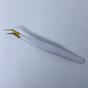 Pinzas blancas y doradas mate, venta al por mayor, pinzas para pestañas de calidad fina de acero inoxidable, pinzas para pestañas rectas y curvas de alta calidad - Product Image 1