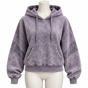 Custom <b>Name</b> & Logo Women Acid Wash <b>Hoodie</b> Winter Hooded 100% Cotton Eco-Friendly - Product Image 1