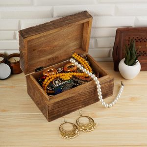 Boîte à bijoux universelle en bois avec logo personnalisé, doublure en velours rouge, feuille d'or, artisanat indien, modèle UO-WJB-0022 - Product Image 6