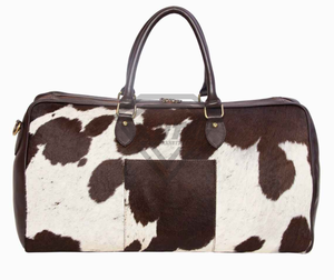 Sac de voyage en cuir de vachette premium, fait main, en cuir véritable à poils, sac de week-end pour hommes et femmes, durable, bagage à main - Product Image 1
