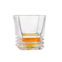 Verre à whisky carré ondulé transparent de 318 ml pour les spiritueux et l'utilisation en bar