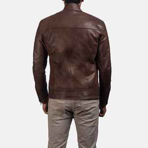 Chaqueta de Cuero para Motociclista de Invierno para Hombre con Cierre Frontal y Diseño Sólido, Servicio OEM - Product Image 5
