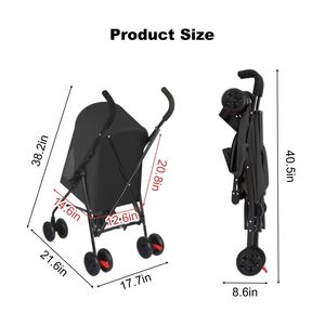 Poussette pliable légère noire pour petits chiens et chats avec ventilation en maille, porte-gobelet, transportant votre ami à fourrure, modèle - Product Image 2