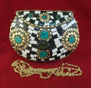 Bolso de Lujo con Diseño Floral y Espejo Kundan, Bolso de Mano para Mujer, para Bodas y Fiestas, Bolso de Hombro de Diseñador, Boutique Premium - Product Image 1