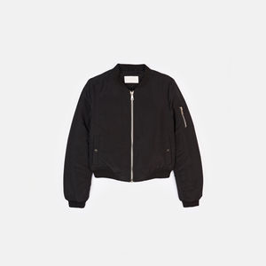 Blouson bomber matelassé zippé pour femme, manches raglan, style moto, classique, en nylon matelassé losanges - Product Image 1