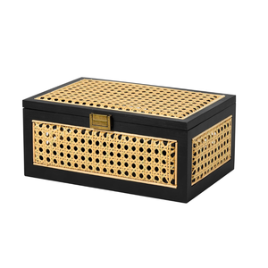 Handcrafted Natural Rattan <b>Decorative</b> <b>Storage</b> Box Organizer with Lid Wooden Frame Set 2 Nesting <b>Boxes</b> from Vietnam - Product Image 2