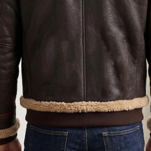Customized Men Shearling Sheepskin Leather Eco Friendly Windproof Cozy Sherpa Fur <b>Lined</b> Winter Bomber Flight <b>Jacket</b> - Product Image 4