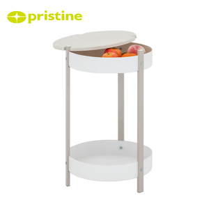 Mesa Auxiliar Redonda de Metal Moderna y Resistente de 2 Niveles, Fácil de Limpiar, para Cocina y Sala de Estar, Contenedor de Alimentos - Product Image 3