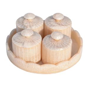 Ensemble de pots de rangement en résine Craft Emporium Exports, beige, motif floral, décoration d'intérieur, artisanat artistique, écologique, empilable, compatible four - Product Image 5