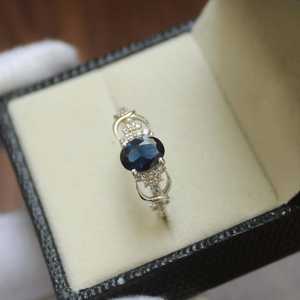 Blue Sapphire Halo <b>Ring</b> S925 Sterling Silver Engagement Band Elegant Gemstone <b>Ring</b> For Women Fine Jewelry - Product Image 3
