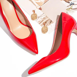 Chaussures élégantes à talons hauts pour femmes, 9 cm, bout pointu, en cuir PU, à enfiler, pour soirée, noir, blanc, nude, rouge - Product Image 2