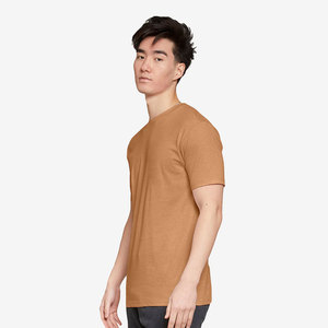 100% Airlume Combed <b>Ring</b> Spun Cotton 32 Single 4.2 oz Men's Regular Fit Jersey O-Neck Smart Casual Short Sleeve Front T-Shirt - Product Image 4