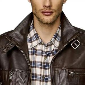 Veste en cuir lavé de qualité supérieure pour homme, style streetwear chaud d'hiver, fermeture éclair, coupe unisexe, OEM ODM, vestes en cuir pour homme - Product Image 6