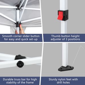 Tenda da Campeggio Bianca Impermeabile da 6m con 2 Finestre e Design Pieghevole - Product Image 6