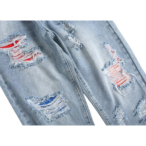 กางเกงยีนส์ทรงสลิมฟิตขาดๆ สำหรับผู้ชาย – กางเกงเดนิมขาตรงแบบขาดๆ แต่งรูแฟชั่น กางเกงลำลองสไตล์สตรีทแวร์ - Product Image 4