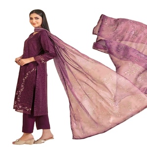 ZALIKA Maxi robe brodée Viscose trois pièces Punjabi costumes pour femmes robes lourdes de fête Eid - Product Image 1