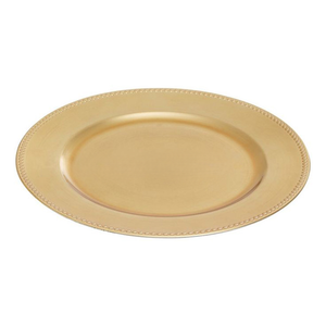 Tables à manger de conception traditionnelle, de haute qualité, à prix compétitif, en acier inoxydable plaqué or, de forme ronde, avec des plats et des assiettes en métal. - Product Image 1