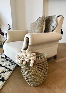 Ensemble naturel tissé à la main rond jonc de mer paniers de rangement rustique paille panier planteur osier rotin panier à linge poubelle pour l'organisation - Product Image 4