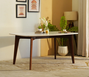 Elegante Juego de Comedor de Madera de Sheesham para 6 Personas con Cubierta de Mármol y Acabado en Teca, 6 Sillas de Madera, Juego de Muebles de Sheesham - Product Image 2