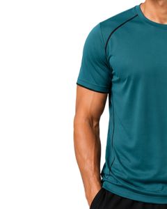 T-shirt de sport pour homme personnalisé bleu sarcelle, à séchage rapide, respirant, pour la gym, la course à pied, en polyester, vêtement de sport - Product Image 3