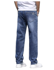 Jeans de Mezclilla para Hombre, Corte Recto, Ajuste Regular, Transpirables, Ligeros, Lavado a la Piedra, Color Azul Sólido, Estilo Casual, Cintura Media, Tela de Algodón - Product Image 3