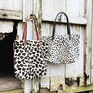 Sac fourre-tout unisexe en cuir véritable imprimé léopard, deux anses, grande capacité, moderne, naturel, luxe, mode, usage quotidien - Product Image 6