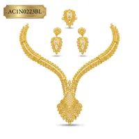 Juego de Joyas Chapadas en Oro con Elegante Diseño de Hojas, para Mujer, Joyería de Novia Etíope, Gran Venta