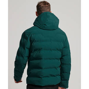 Trendy Men Coated <b>Canvas</b> Puffer Jacket with Stand Collar and Front Logo Breathable Eco-Friendly Winter Casual Jacket - Product Image 3