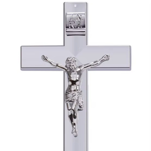 Crucifijo de pared con acabado plateado, crucifijo de bendición del obispo, ecológico, color personalizado, crucifijo cristiano católico para Navidad - Product Image 1