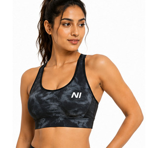 Seamless sports bra Scoop neck racerback Zipper front sports bra Medium support sports bra Breathable fitness bra - Product Image 2