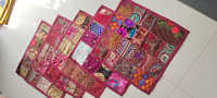 Sari indien ethnique vintage à motifs, patchwork brodé, fait main, écologique, fermeture éclair, 16x16 pouces, pour la maison, l'hôtel, le mariage