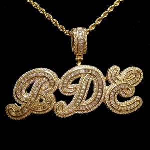 Colgante Personalizado con Nombre en Plata Bañada en Oro, Letra Personalizada, Corazón, Estilo Hip Hop, Diamantes Moissanite VVS, para Hombre - Product Image 5