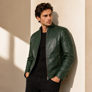 Chaqueta de cuero duradera para hombre con comodidad premium, detalles elegantes, un acabado refinado y un atractivo de moda atemporal para uso casual. - Product Image 5