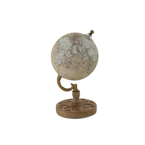 Globe terrestre éducatif de bureau avec cadre en bois, fer et plastique |   Globe décoratif pour bureau, table d'étude et décoration intérieure - Product Image 1
