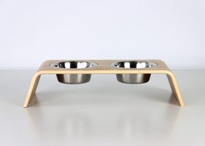 Soporte Elevado para Comedero de Mascotas de Madera de Roble y Nogal, Comedero Arqueado con Doble Tazón de Acero Inoxidable, Grabado Personalizado, OEM Vietnam - Product Image 6