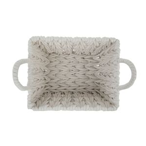 Panier de rangement en corde tressée blanc moyen avec poignées, lot de 2, 14,3" x 11" x 9" pour vaisselle et sacs - Product Image 4