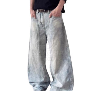 Pantalon Baggy Coupe Droite Taille Moyenne 100% Coton Écologique Tissu Respirant Léger Confortable Décontracté Usage Quotidien Coupe Ample - Product Image 4