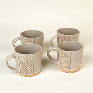 Old-School Beige Wool Glazed Ceramic Mugs Large Capacity Flower-Design <b>Microwave</b> Safe Cups <b>Set</b> of 4 - Product Image 3