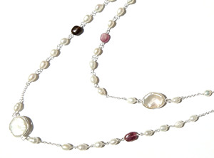 KGN SILVER JEWELLERY HOUSE Emerald Cut Natural Gemstone Long Snake Chain <b>Statement</b> <b>Necklace</b> 925 Sterling Silver Handmade - Product Image 3