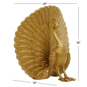 Figura de Pavo Real Moderna de Latón Chapado en Oro, Fundición 3D Completa, Decoración para el Hogar, Escultura con Temática Animal - Product Image 2