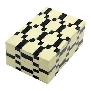 Premium Decorative <b>Keepsake</b> Storage Organizer Rectangular Wood Jewelry <b>Box</b> with Black and Cream Checkered Pattern Minimalist <b>Box</b> - Product Image 1