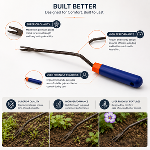 Désherbeur manuel de jardin robuste à fourches avec poignée ergonomique pour l'élimination des mauvaises herbes, le desserrage du sol et l'entretien du jardin - Product Image 5