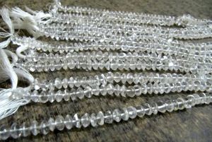 Perles en cristal de roche naturel, forme bouton, lisses, 7 mm, type rondelle - Product Image 5