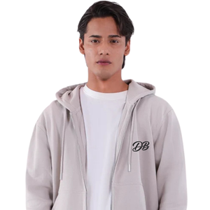 Sweat à capuche zippé beige personnalisé avec logo pour femme, en molleton épais, avec cordon de serrage, style streetwear, vente en gros - Product Image 2